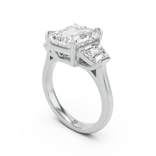 Evelyn Emerald Trapezoid Trilogy Ring