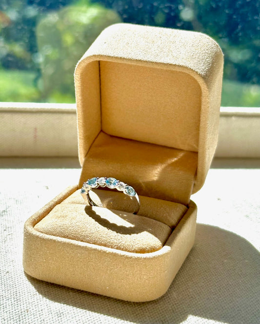 Aquamarine and diamond ring   - Size N 1/2