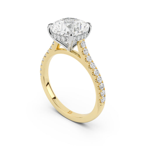 Notre Engagement Ring with Diamond Band