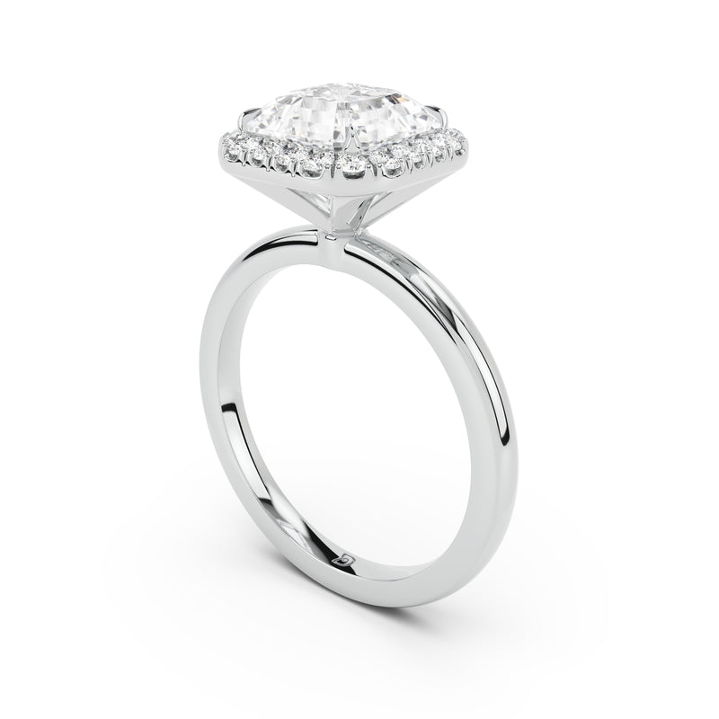 Stella Halo  Engagement Ring with Plain Band