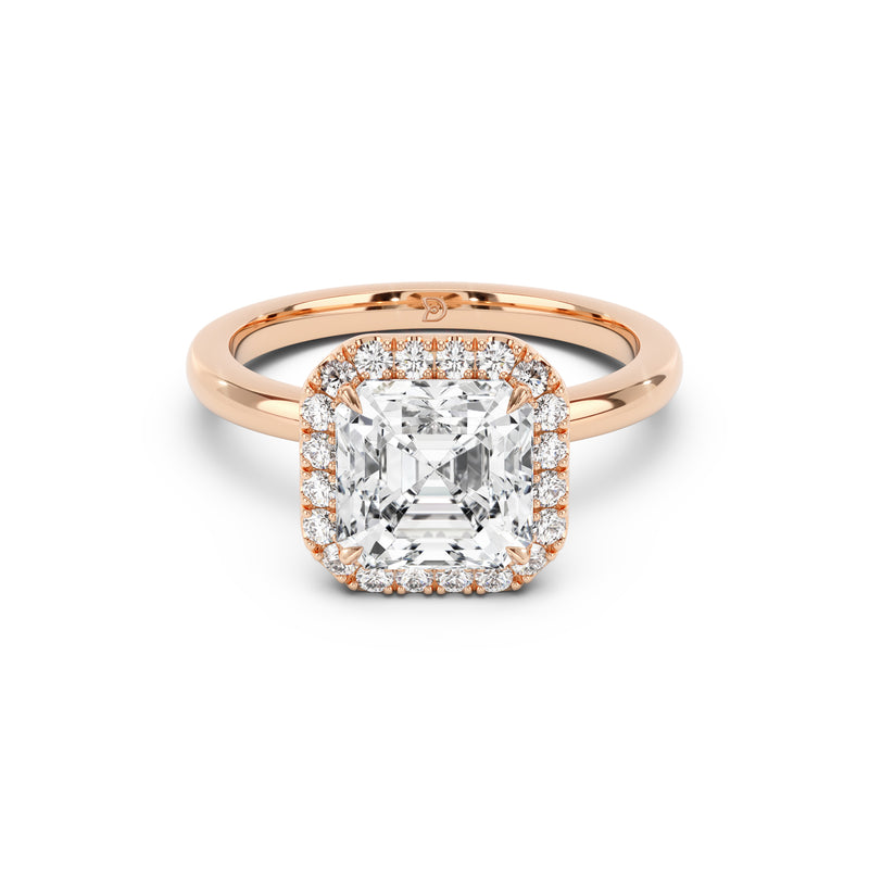 Stella Halo  Engagement Ring with Plain Band