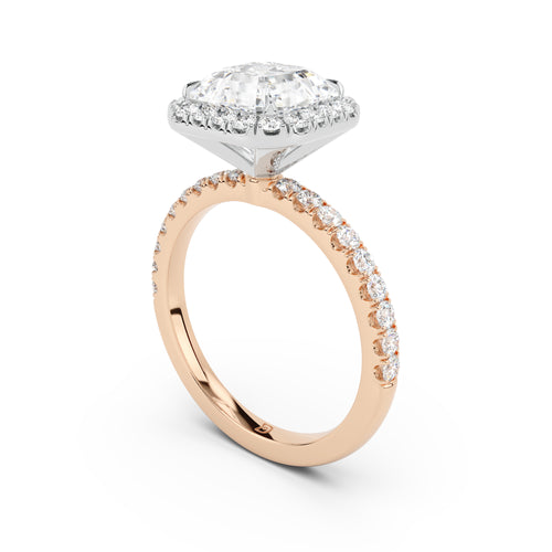 Stella Halo Engagement Ring with Diamond Band