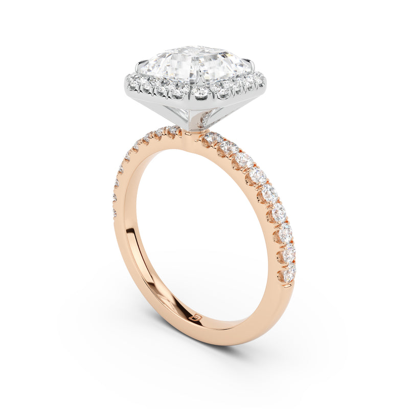 Stella Halo Engagement Ring with Diamond Band
