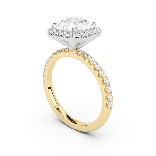 Stella Halo Engagement Ring with Diamond Band