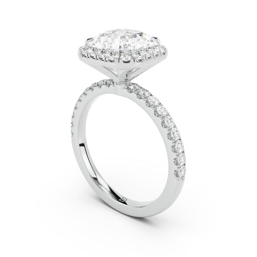 Stella Halo Engagement Ring with Diamond Band