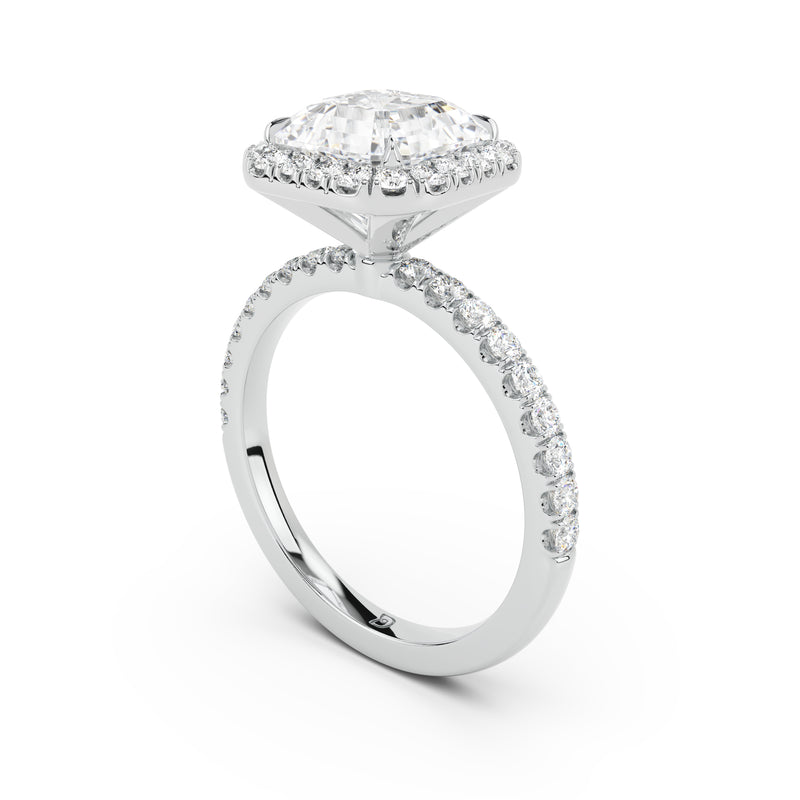 Stella Halo Engagement Ring with Diamond Band