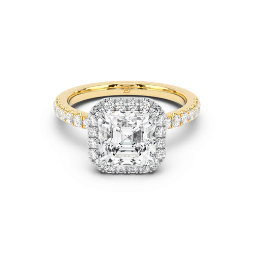 Stella Halo Engagement Ring with Diamond Band