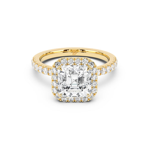 Stella Halo Engagement Ring with Diamond Band