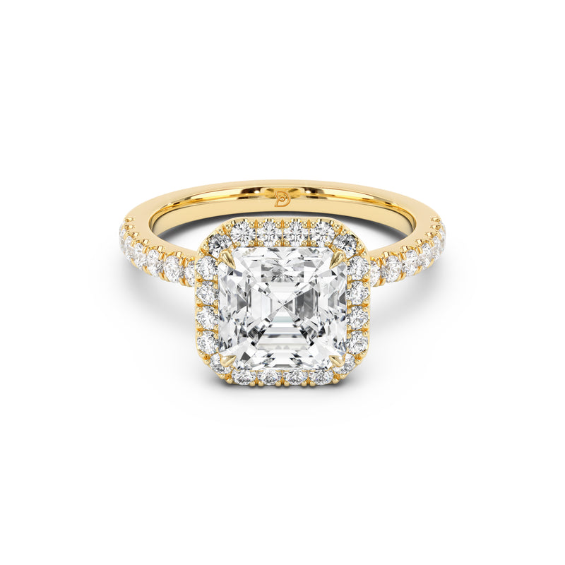 Stella Halo Engagement Ring with Diamond Band