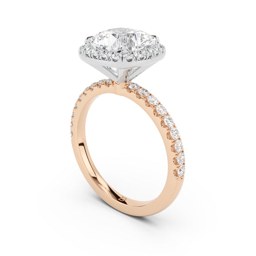 Stella Halo Engagement Ring with Diamond Band
