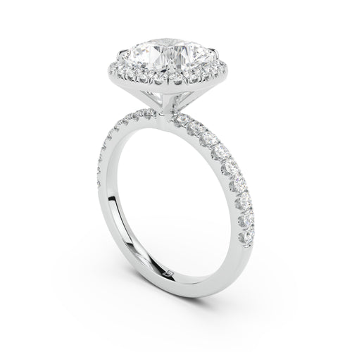 Stella Halo Engagement Ring with Diamond Band