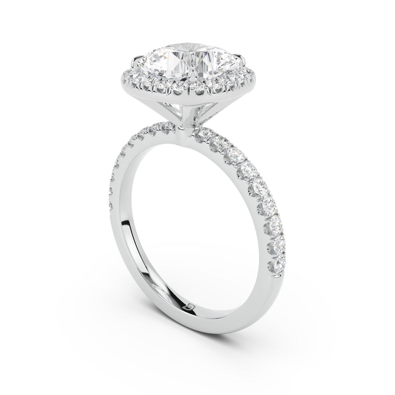 Stella Halo Engagement Ring with Diamond Band