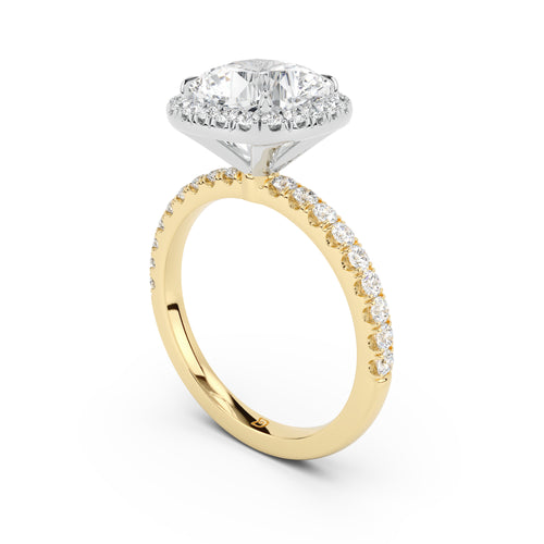 Stella Halo Engagement Ring with Diamond Band