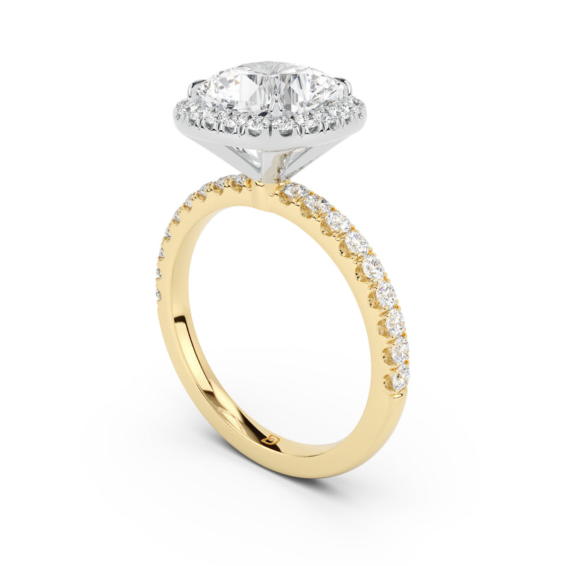 Stella Halo Engagement Ring with Diamond Band