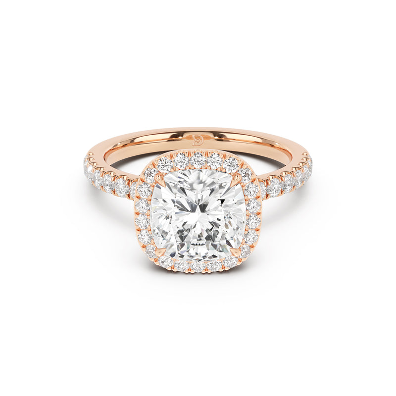 Stella Halo Engagement Ring with Diamond Band