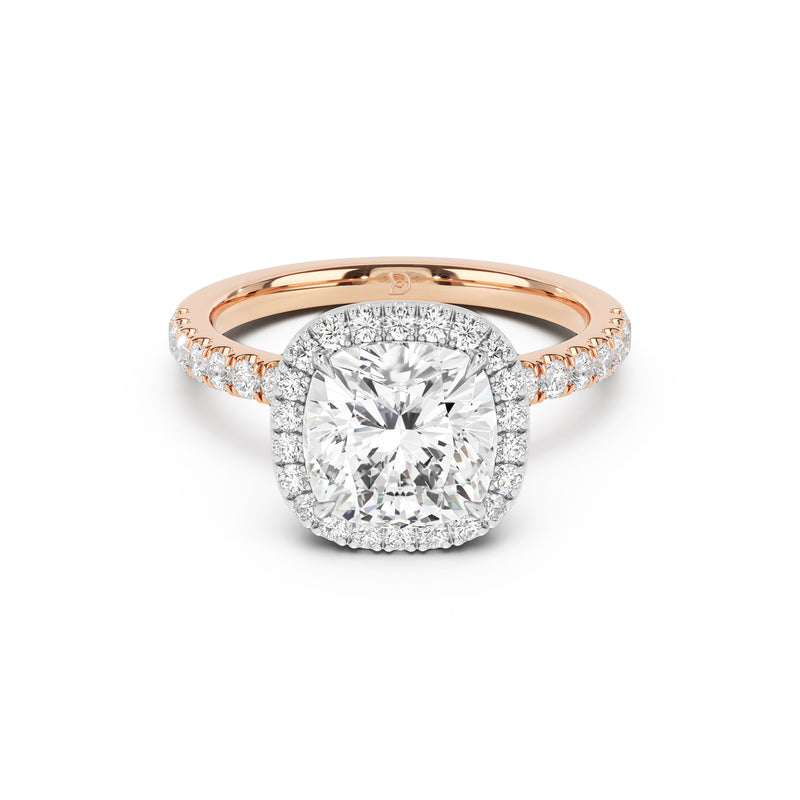 Stella Halo Engagement Ring with Diamond Band