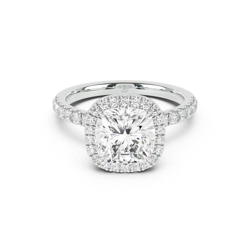 Stella Halo Engagement Ring with Diamond Band