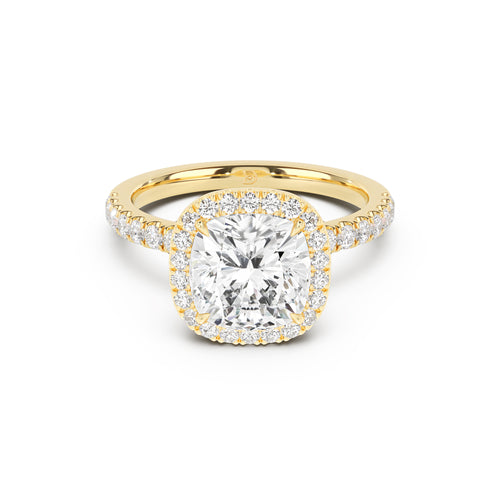 Stella Halo Engagement Ring with Diamond Band