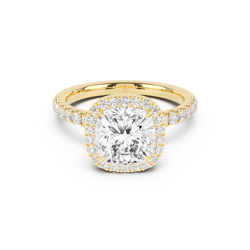 Stella Halo Engagement Ring with Diamond Band