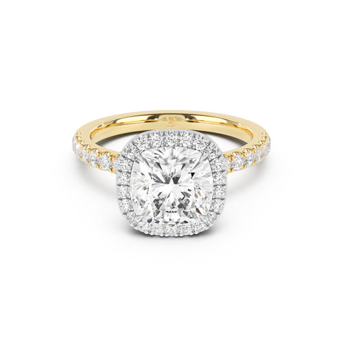 Stella Halo Engagement Ring with Diamond Band