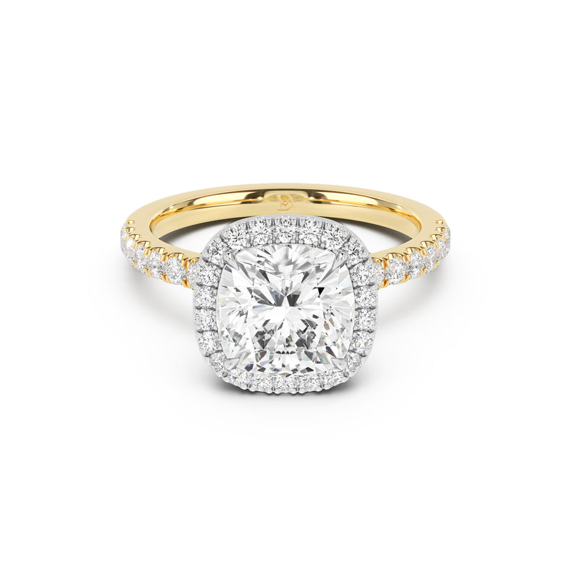 Stella Halo Engagement Ring with Diamond Band