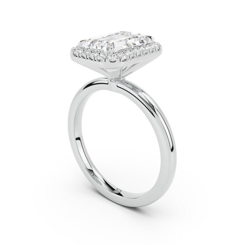 Stella Halo  Engagement Ring with Plain Band