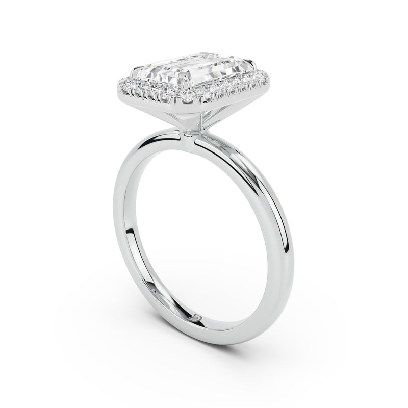 Stella Halo  Engagement Ring with Plain Band