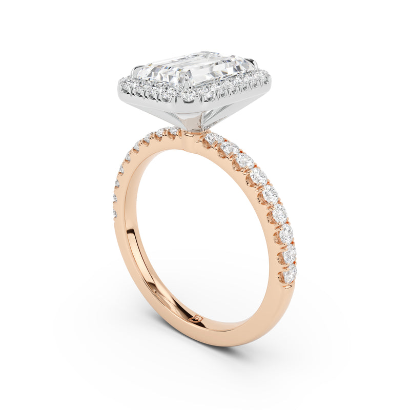 Stella Halo Engagement Ring with Diamond Band