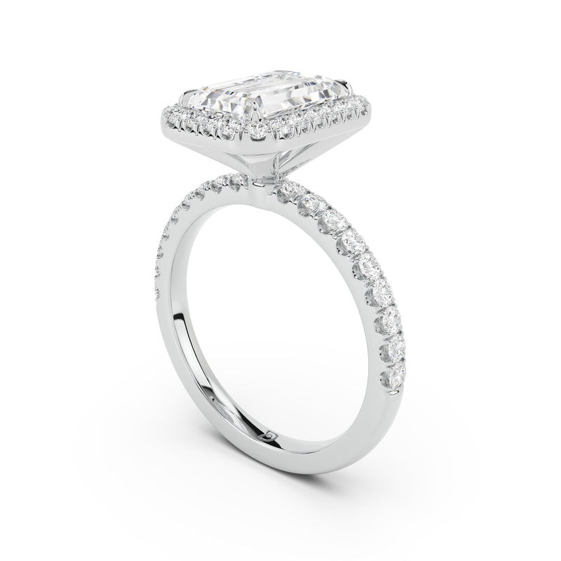 Stella Halo Engagement Ring with Diamond Band
