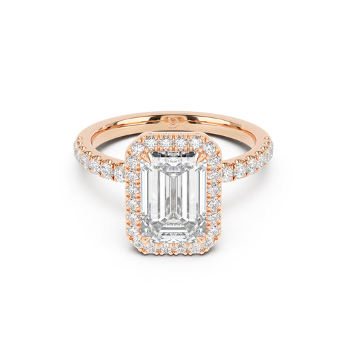 Stella Halo Engagement Ring with Diamond Band