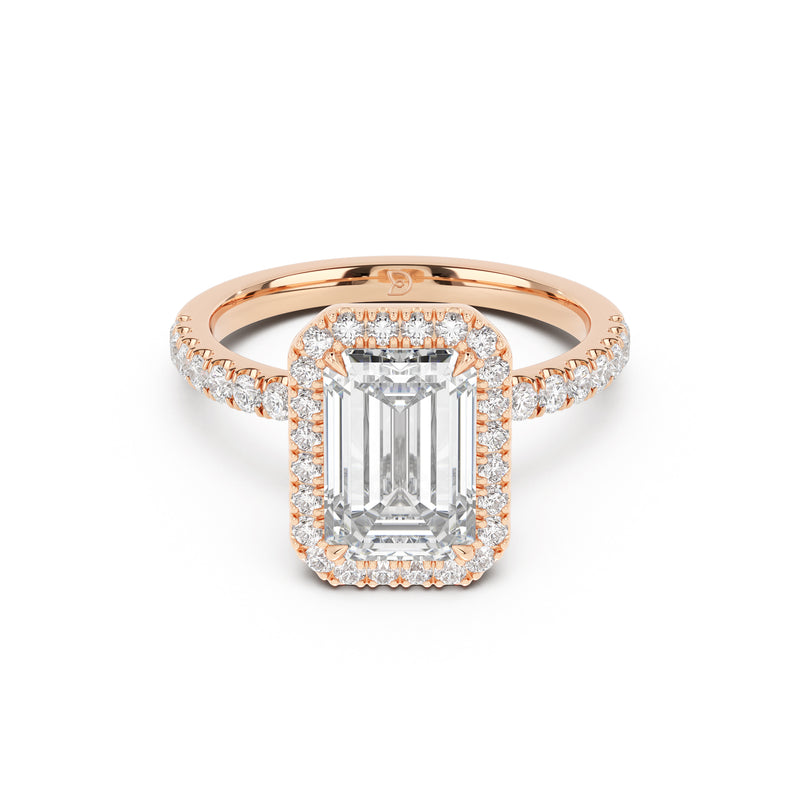 Stella Halo Engagement Ring with Diamond Band