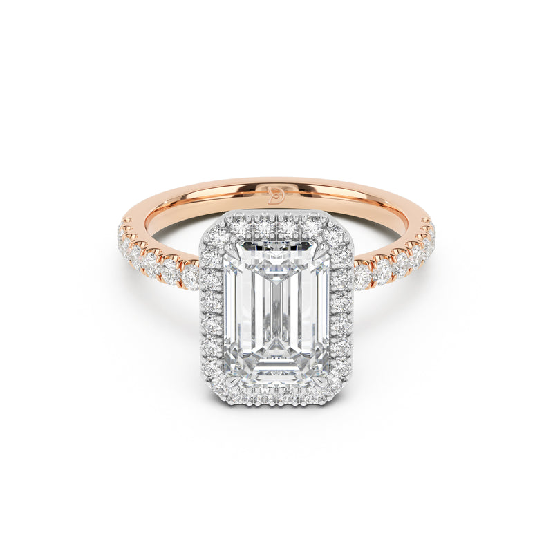 Stella Halo Engagement Ring with Diamond Band