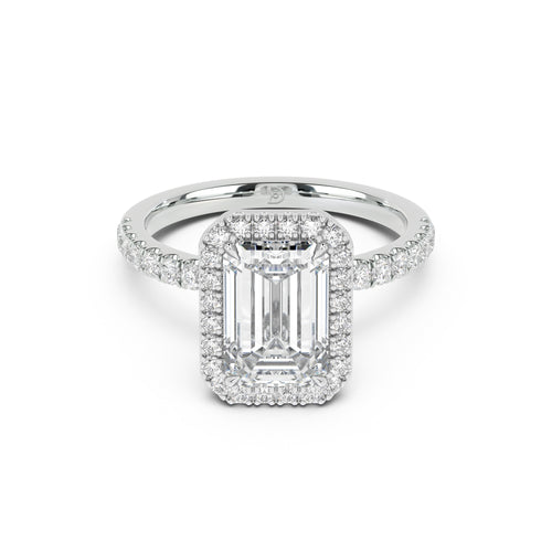 Stella Halo Engagement Ring with Diamond Band