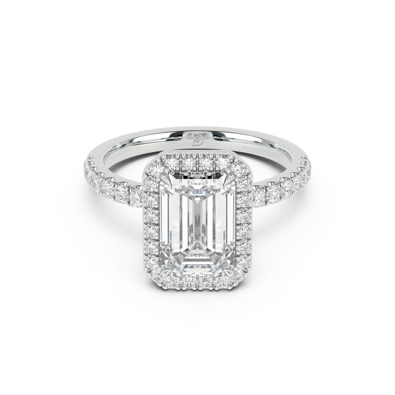 Stella Halo Engagement Ring with Diamond Band