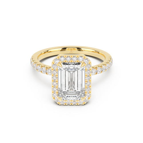 Stella Halo Engagement Ring with Diamond Band