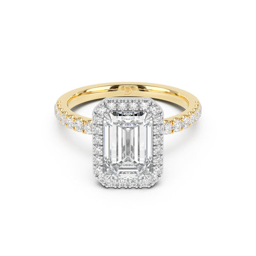 Stella Halo Engagement Ring with Diamond Band