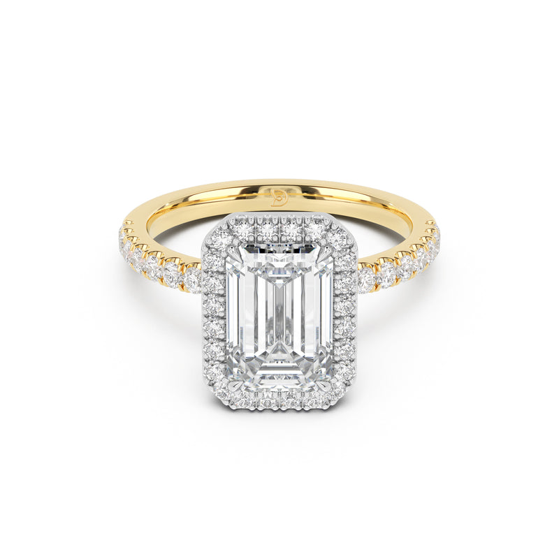 Stella Halo Engagement Ring with Diamond Band
