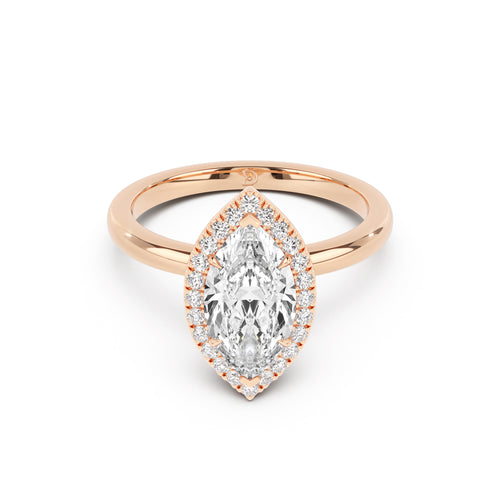 Stella Halo  Engagement Ring with Plain Band