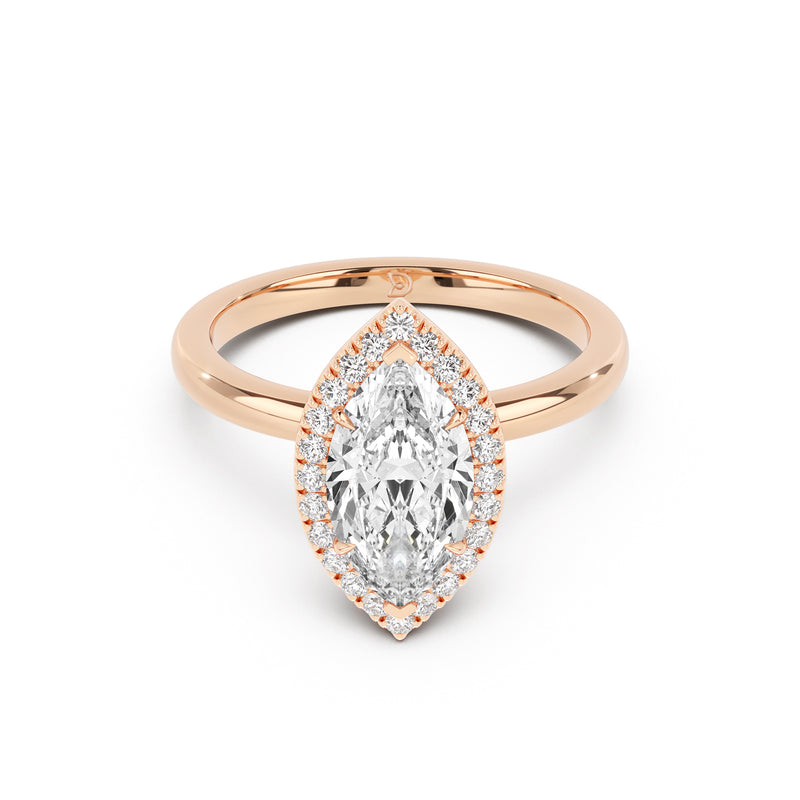 Stella Halo  Engagement Ring with Plain Band