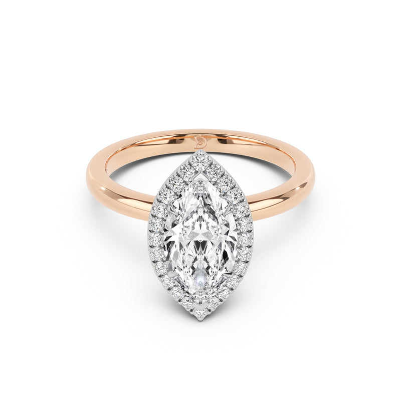 Stella Halo  Engagement Ring with Plain Band