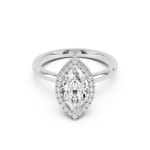 Stella Halo  Engagement Ring with Plain Band