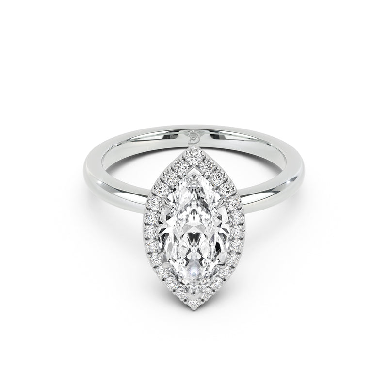 Stella Halo  Engagement Ring with Plain Band