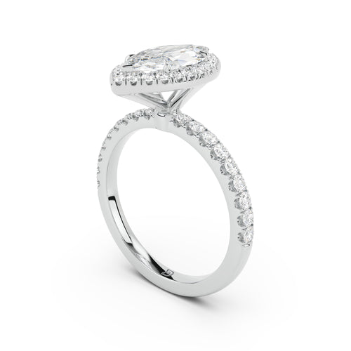 Stella Halo Engagement Ring with Diamond Band