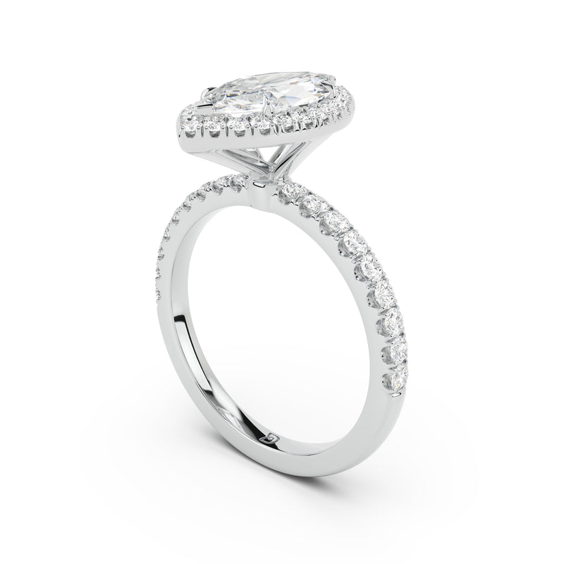 Stella Halo Engagement Ring with Diamond Band