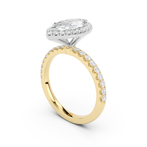 Stella Halo Engagement Ring with Diamond Band