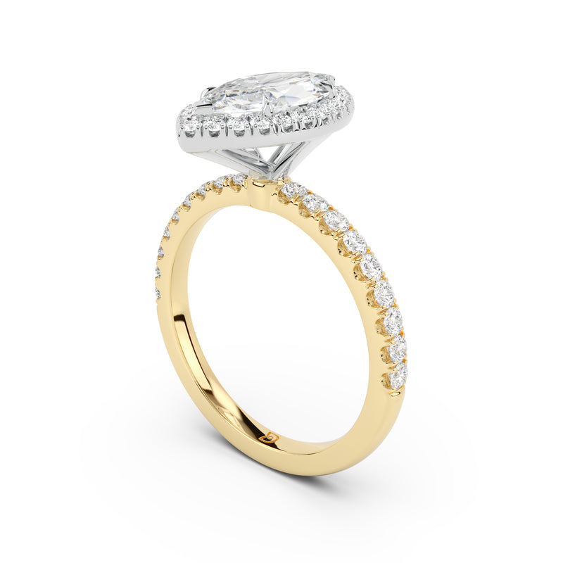 Stella Halo Engagement Ring with Diamond Band