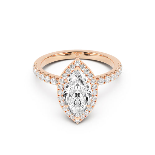 Stella Halo Engagement Ring with Diamond Band