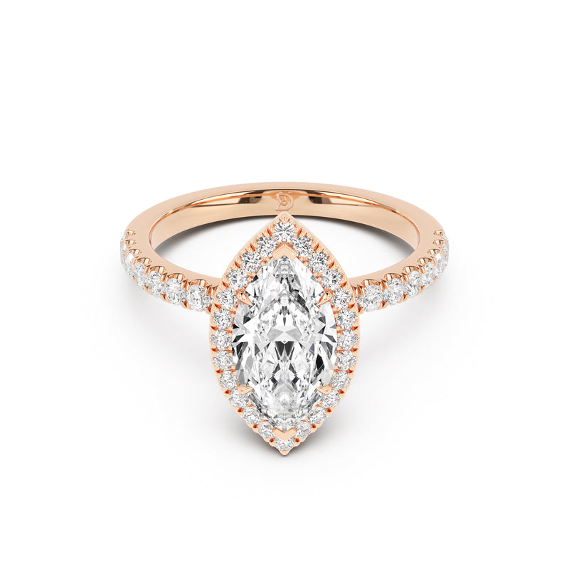 Stella Halo Engagement Ring with Diamond Band