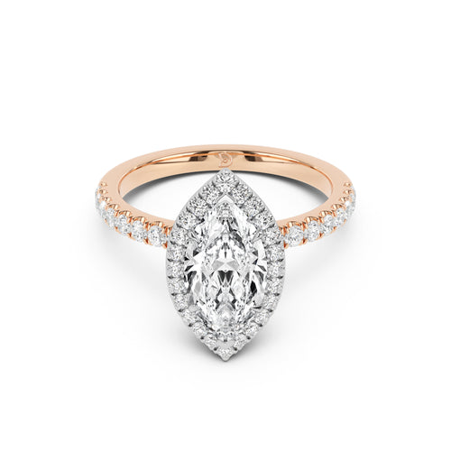 Stella Halo Engagement Ring with Diamond Band