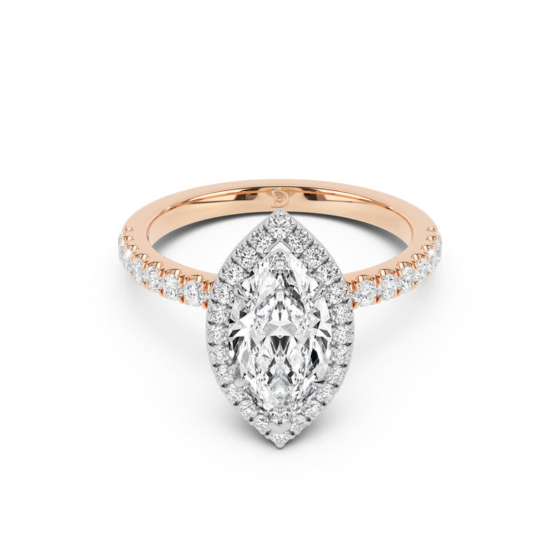 Stella Halo Engagement Ring with Diamond Band